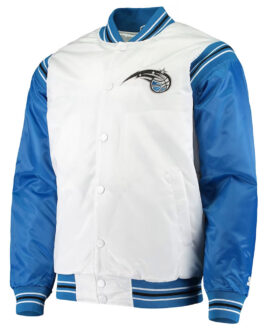 White/Blue Orlando Magic Renegade Varsity Satin Jacket