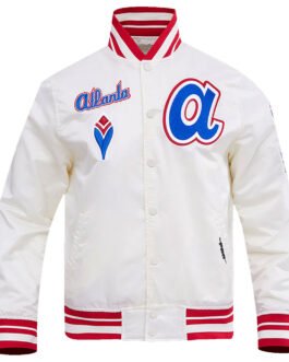 Atlanta Braves Retro Classic Rib White Satin Jacket