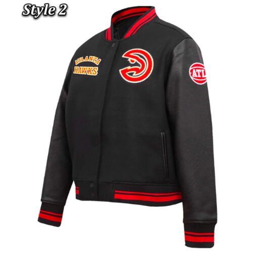 Atlanta Hawks Retro Classic Rib Varsity Jacket - Image 10