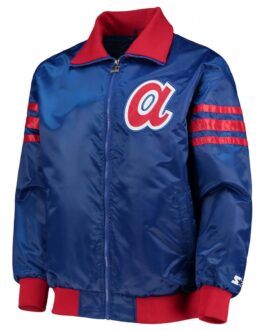 Royal Blue The Captain III Atlanta Braves Varsity Satin Jacket