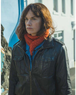 Ruth Wilson The Woman in the Wall Leather Jacket