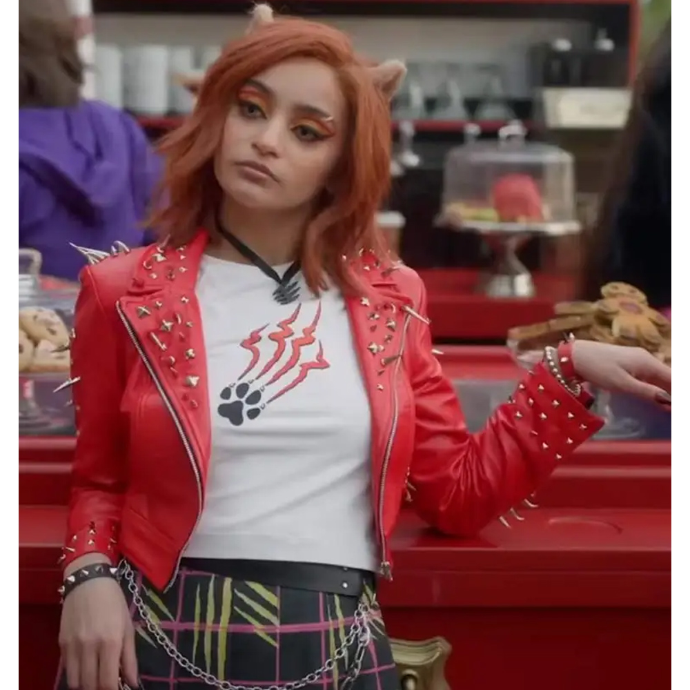 Salena Qureshi Monster High 2 Red Leather Jacket - Image 3