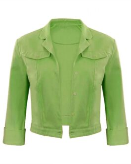 Sam Greenfield Luck Green Cropped Leather Jacket