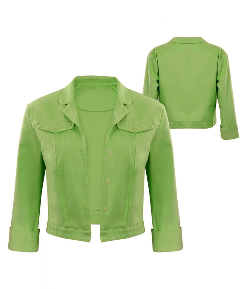 Sam Greenfield Luck Green Cropped Leather Jacket - Image 5