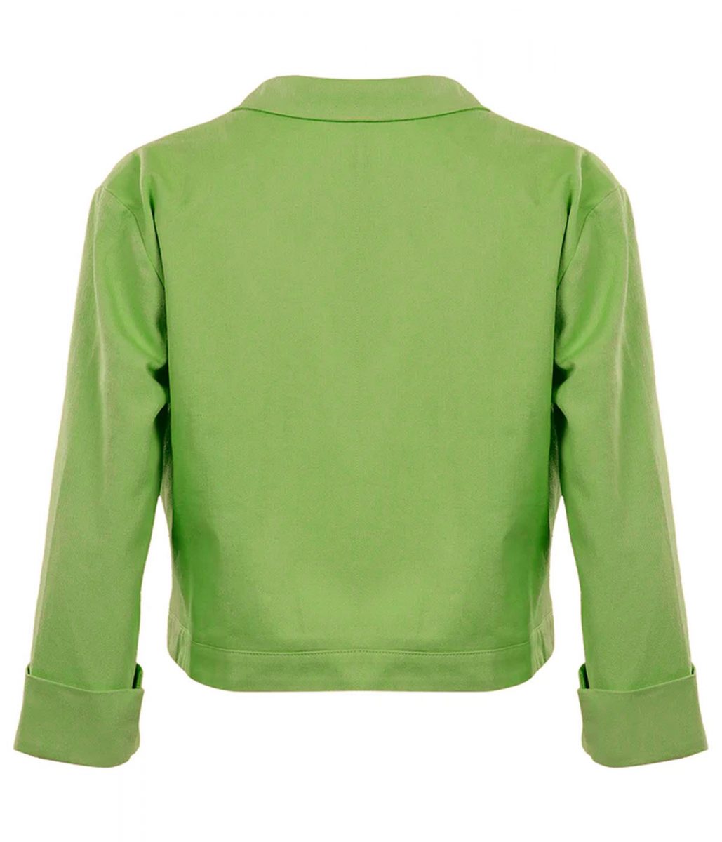 Sam Greenfield Luck Green Cropped Leather Jacket - Image 3
