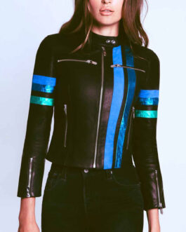 Take Two Rachel Bilson Striped Leather Jacket