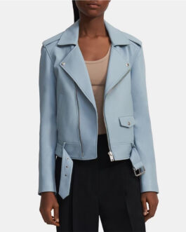 Single Drunk Female Sofia Black-D’Elia Blue Leather Jacket