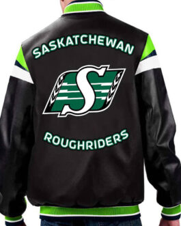Saskatchewan Roughriders Black Varsity Full-Zip Leather Jacket