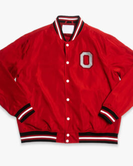 Ohio State Buckeyes Script Logo Red Bomber Jacket