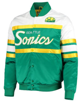 Green Seattle Supersonics Special Script Satin Jacket