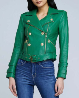 Nicole Young Selling Sunset Green Leather Jacket
