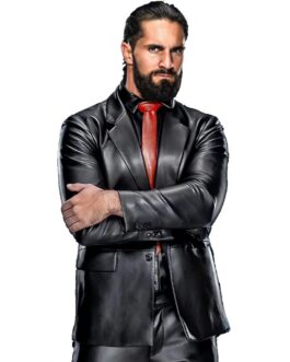 WWE Seth Rollins Black Leather Blazer