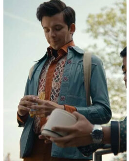 Sex Education Asa Butterfield Blue Leather Jacket