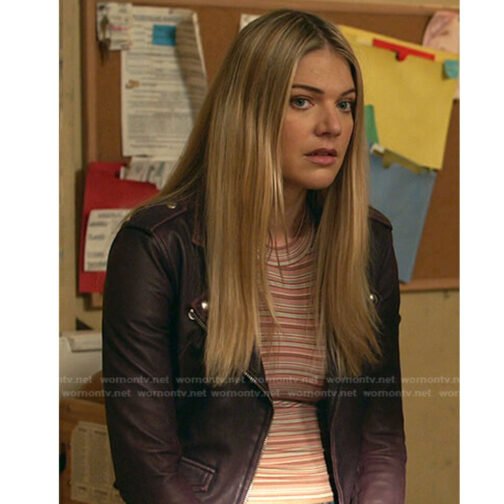 Shameless S11 Kate Miner Maroon Leather Jacket - Image 2