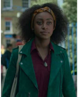 Behind Her Eyes Simona Brown Green Suede Jacket