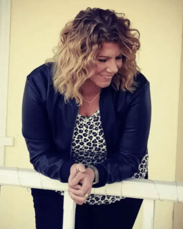 Sister Wives Meri Brown Blue Leather Jacket