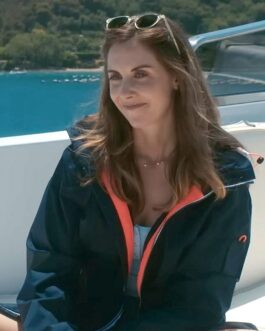 Alison Brie Spin Me Round Blue Cotton Jacket