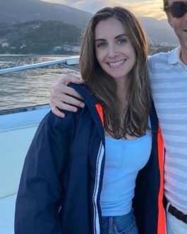 Alison Brie Spin Me Round Blue Cotton Jacket