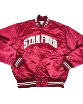 Stanford Spellout Red Varsity Satin Jacket