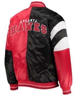 Atlanta Hawks 75th Anniversary Full-Snap Black and Red Satin Jacket