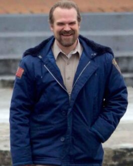David Harbour Stranger Things Blue Hooded Jacket