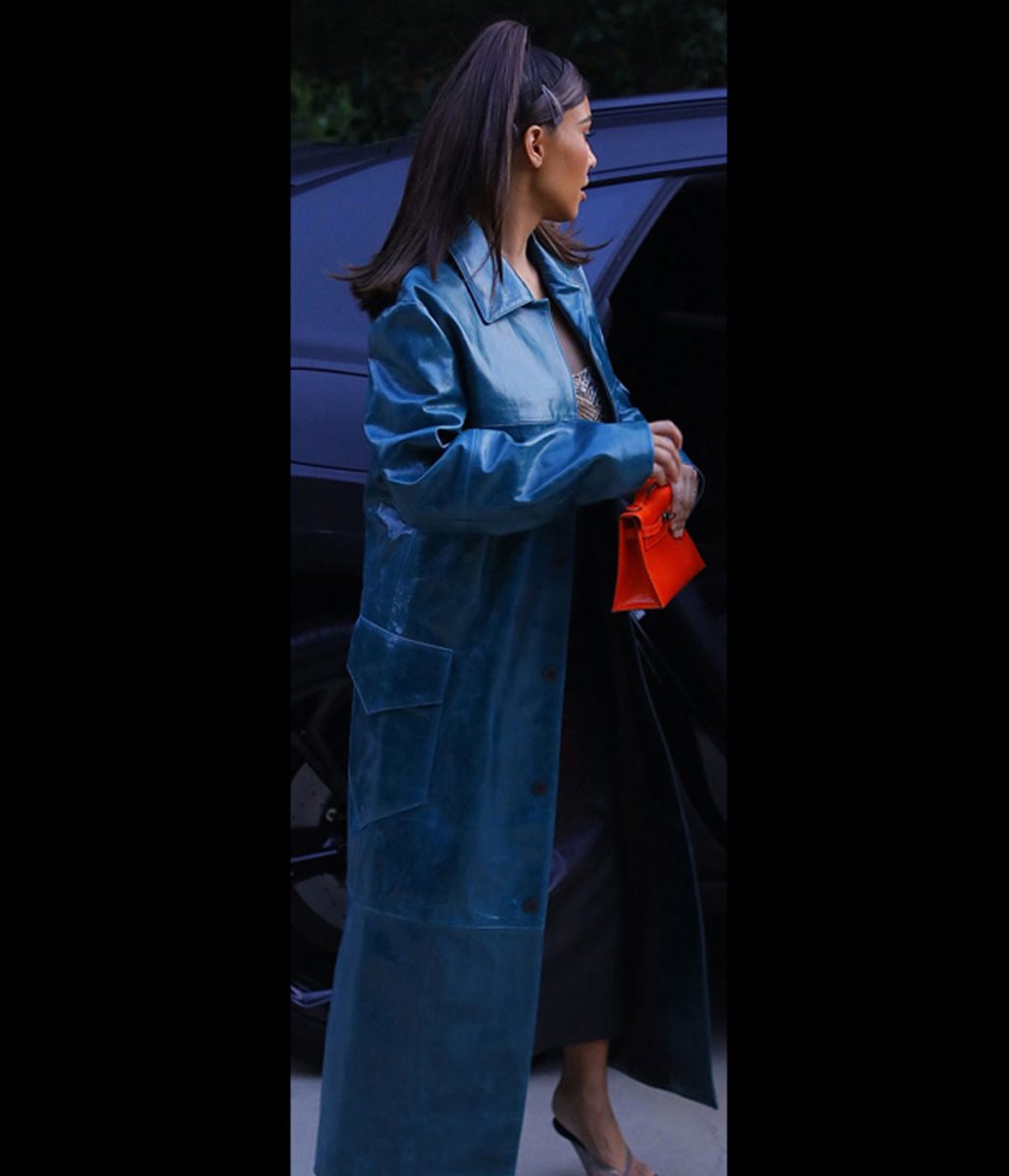 Kim Kardashian Street Wear Blue Coat - Image 5