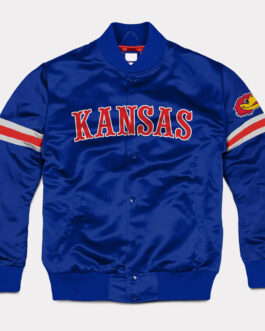 Kansas Jayhawks Striped Blue Bomber Jacket