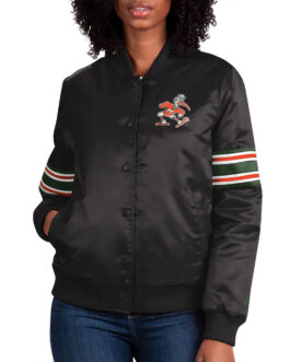 Striped Miami Hurricanes Satin Jacket