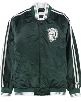 Michigan State Spartans Striped Green Satin Jacket
