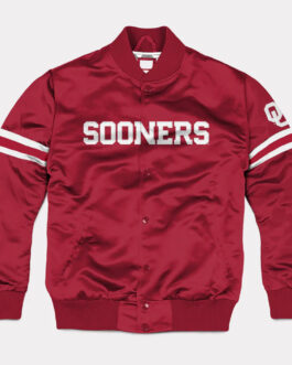 Oklahoma Sooners Striped Crimson Bomber Jacket
