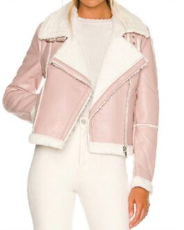 Busy Philipps Girls5eva Shearling Pink Leather Jacket