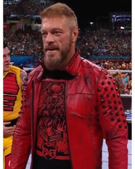 Edge SummerSlam Studded Red Leather Jacket