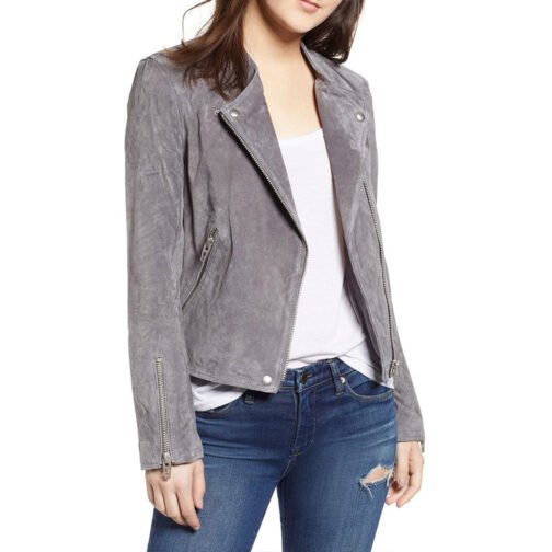 Supergirl S06 Nicole Maines Gray Suede Jacket - Image 3