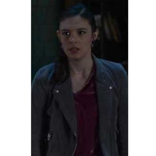 Supergirl S06 Nicole Maines Gray Suede Jacket - Image 2