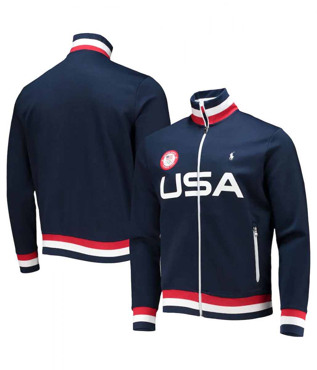 Team USA Villagewear Full-Zip Track Navy Blue Jacket - Image 5