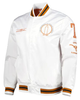 City Collection Texas Longhorns White Satin Jacket