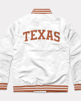 Texas Longhorns White Varsity Satin Jacket
