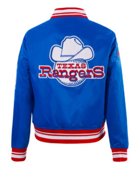 Texas Rangers Retro Classic Rib Royal Satin Jacket