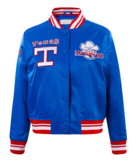 Texas Rangers Retro Classic Rib Royal Satin Jacket