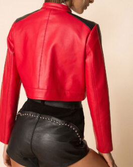 Thandi Cropped Racer Leather Jacket