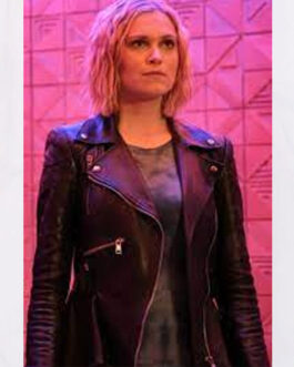 The 100 S07 Eliza Taylor Peplum Leather Jacket