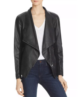 Jojo Fletcher The Bachelorette Black Draped Leather Jacket