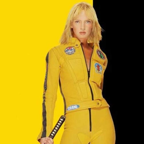 Uma Thurman Kill Bill Yellow Leather Jacket - Image 4