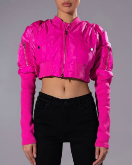The Chi Zaria Imani Primer Cropped Bomber Jacket