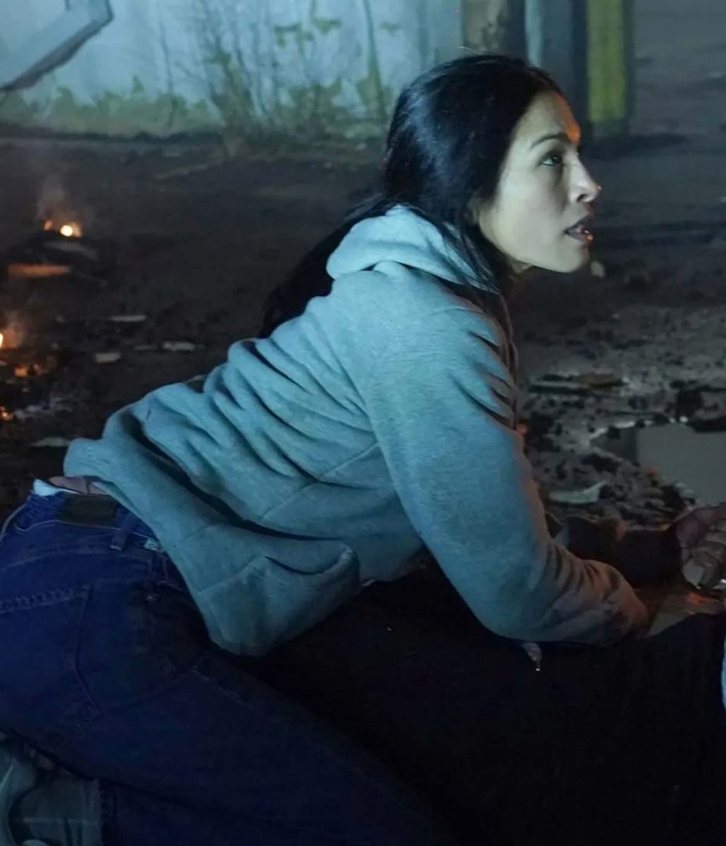 Elodie Yung The Cleaning Lady Season 2 Gray Hoodie - Image 7