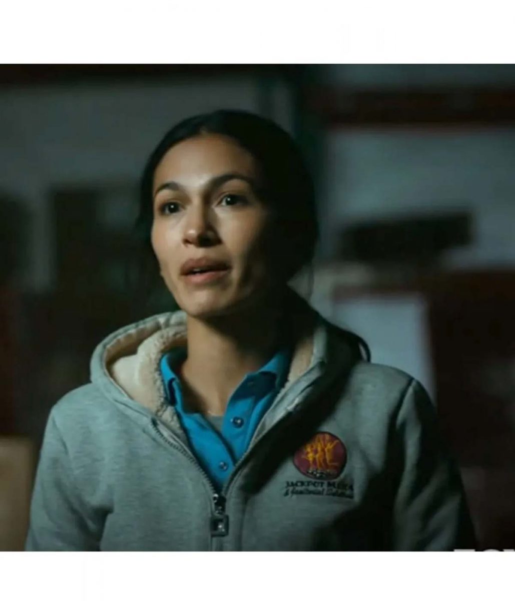 Elodie Yung The Cleaning Lady Season 2 Gray Hoodie - Image 2