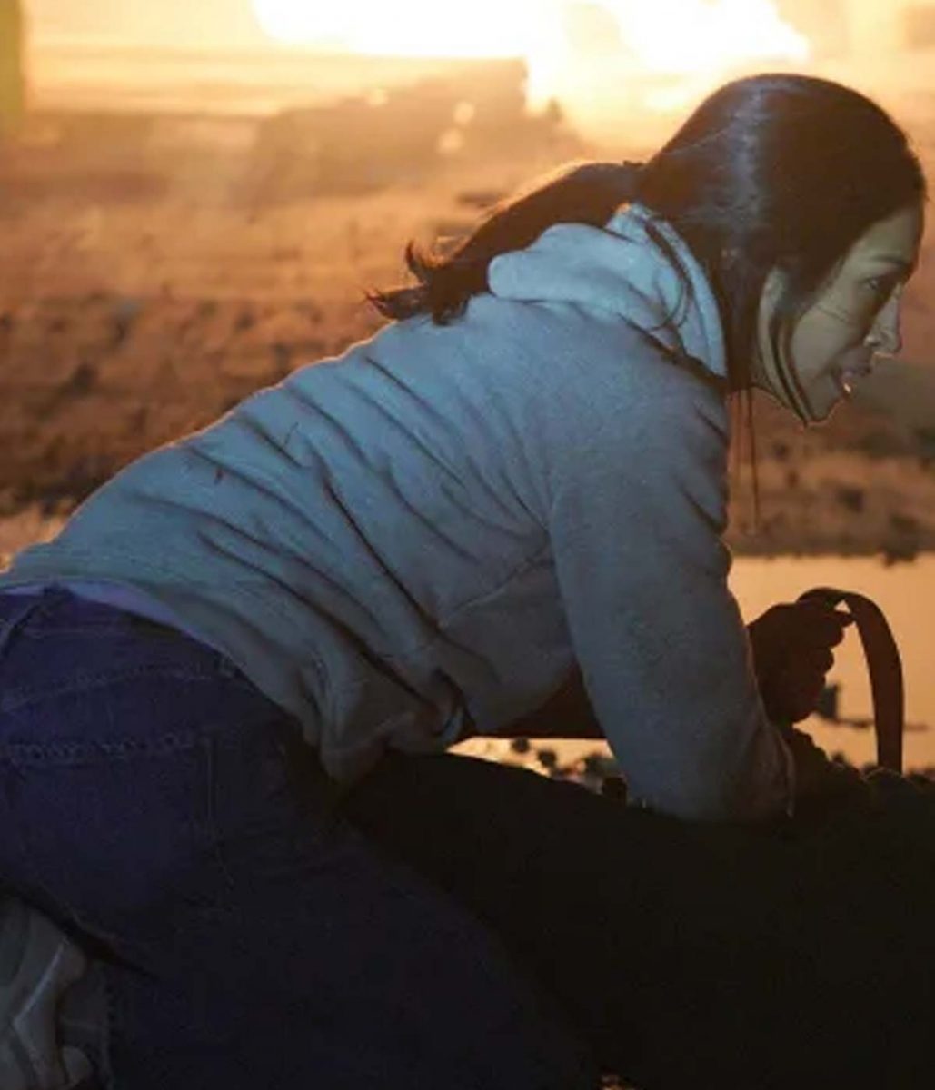 Elodie Yung The Cleaning Lady Season 2 Gray Hoodie - Image 9