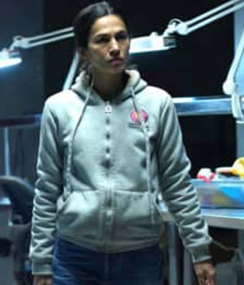 Elodie Yung The Cleaning Lady Season 2 Gray Hoodie
