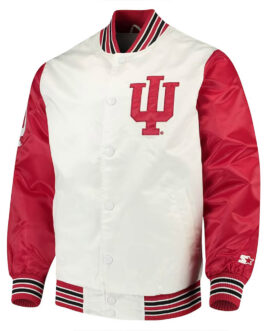 Indiana Hoosiers The Rookie White and Red Satin Jacket