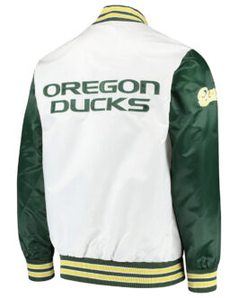 The Rookie Oregon Ducks White and Green Satin Jacket